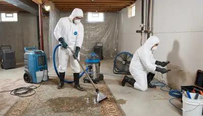 Topeka, KS water damage crew cleaning up a burst pipe in a home after a freeze leak