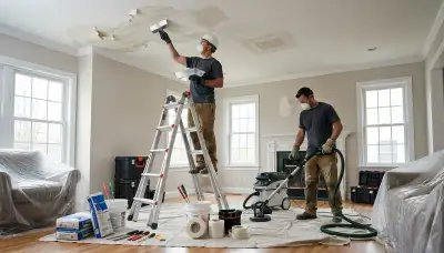 Ceiling water damage repair in Topeka, KS for stained, sagging home ceilings