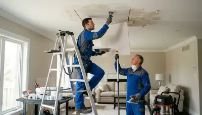 Ceiling water damage repair in Topeka, KS for stained, sagging home ceilings