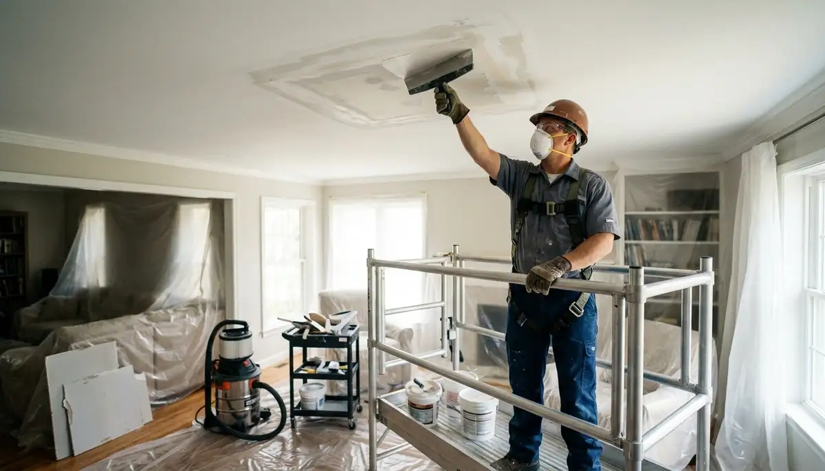 Ceiling water damage repair in Topeka, KS for stained, sagging home ceilings