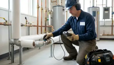 Leak detection technician inspecting home for hidden water damage in Topeka, KS