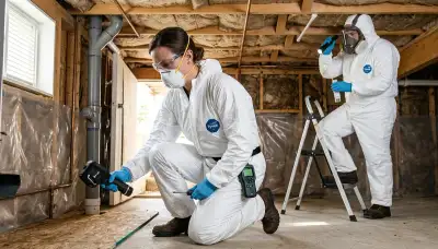 Mold inspection team assessing water damage in Topeka, KS home