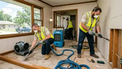 Water damage restoration team in Topeka, KS providing emergency cleanup and drying services