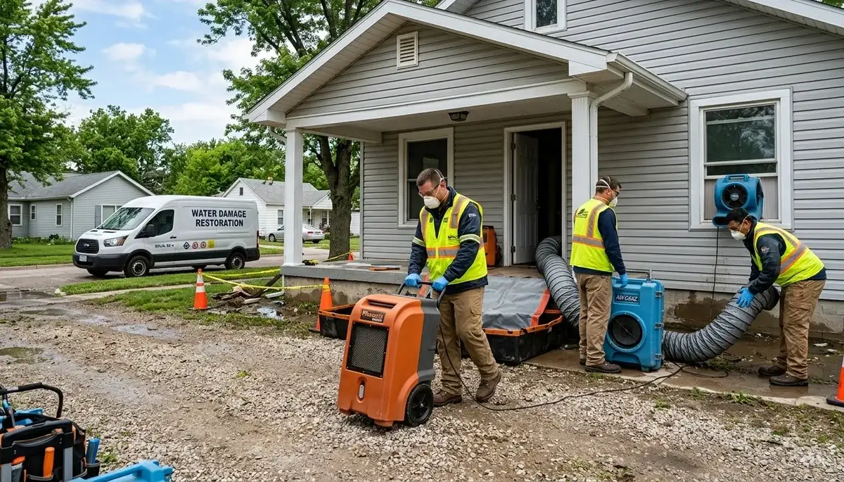 Water damage restoration team serving Topeka, KS with professional cleanup and repair services