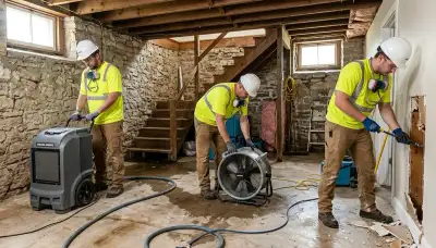 Water damage restoration team serving Topeka, KS, with professional cleanup equipment