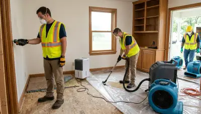 Water damage restoration team in Topeka, KS handling emergency water cleanup and drying services