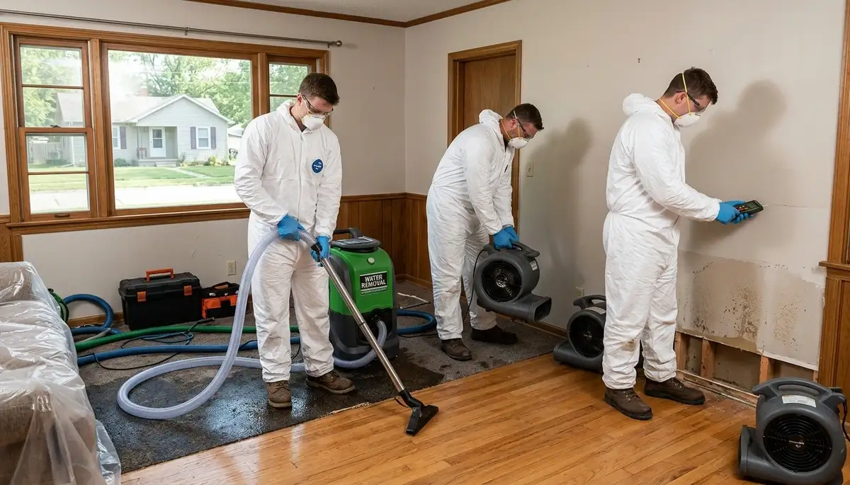 Water damage restoration team in Topeka, KS providing water removal and cleanup services