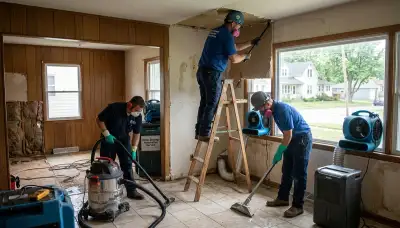 Water damage restoration team in Topeka, KS providing emergency cleanup and drying services