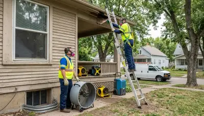 Water damage restoration team serving Topeka, KS, with cleanup and drying equipment