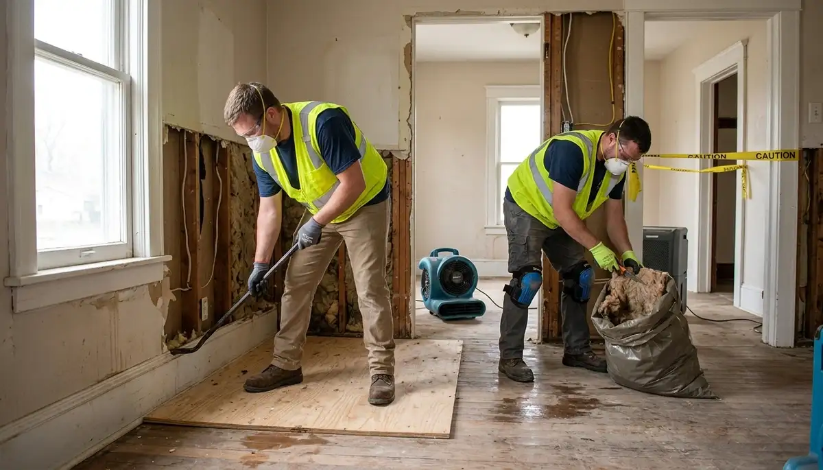 Water damage restoration crew serving Topeka, KS with professional cleanup and repair services